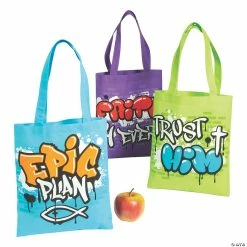 10" x 12" Medium Jesus Graffiti Nonwoven Tote Bags - 12 Pc.