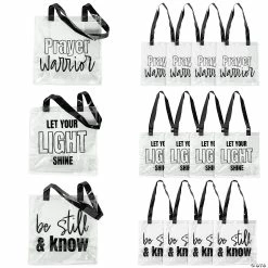 12" x 12" Religious Large Clear Stadium Plastic Tote Bags - 12 Pc.