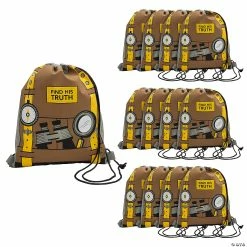 12" x 15" Dig VBS Medium Nonwoven Drawstring Bags - 12 Pc.