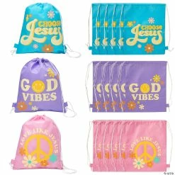 12" x 15" Medium Nonwoven Religious Kindness Drawstring Bags – 12 Pc.