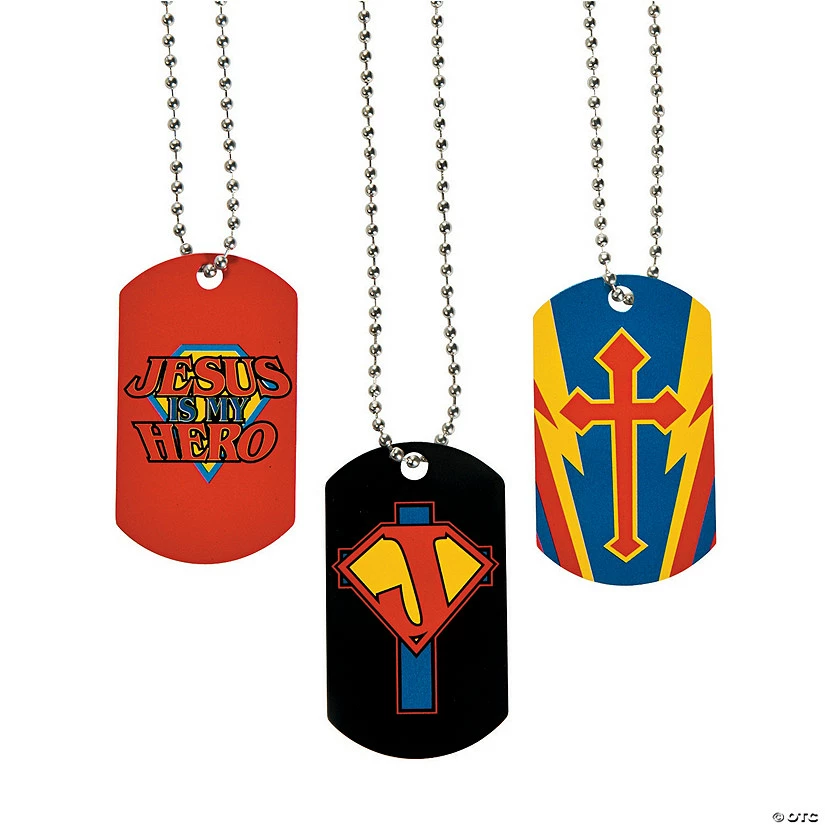 Jesus Is My Hero Dog Tag Necklaces - 12 Pc. 2 Jesus Is My Hero Dog Tag Necklaces - 12 Pc. - Image 2