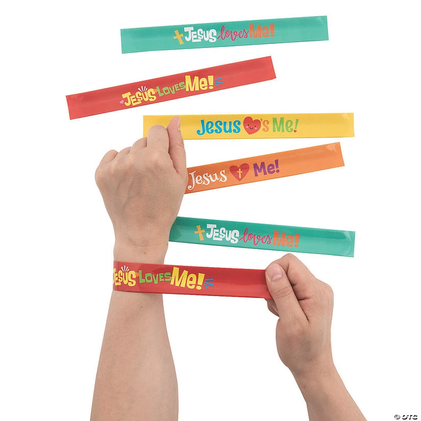 Jesus Loves Me Slap Bracelets - 12 Pc. 2 Jesus Loves Me Slap Bracelets - 12 Pc. - Image 2