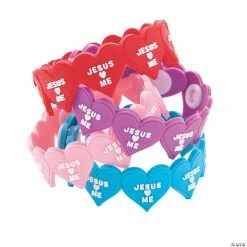 Jesus Loves Me Heart Bracelets - 12 Pc. -Religious Apparel Sales Shop 13962019