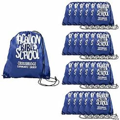 Personalized Large VBS Drawstring Bags - 24 Pc.