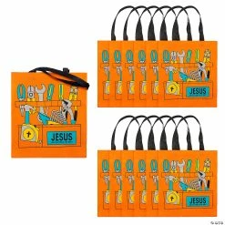 15" x 17" Large Construction VBS Toolbox Nonwoven Tote Bags - 12 Pc.