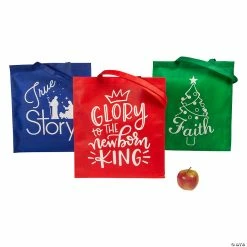 15" x 17" Large Faith Christmas Tree Nonwoven Tote Bags - 12 Pc.