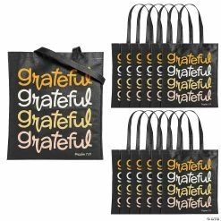 15” x 17” Large Grateful Psalm 7:17 Nonwoven Tote Bags - 12 Pc.