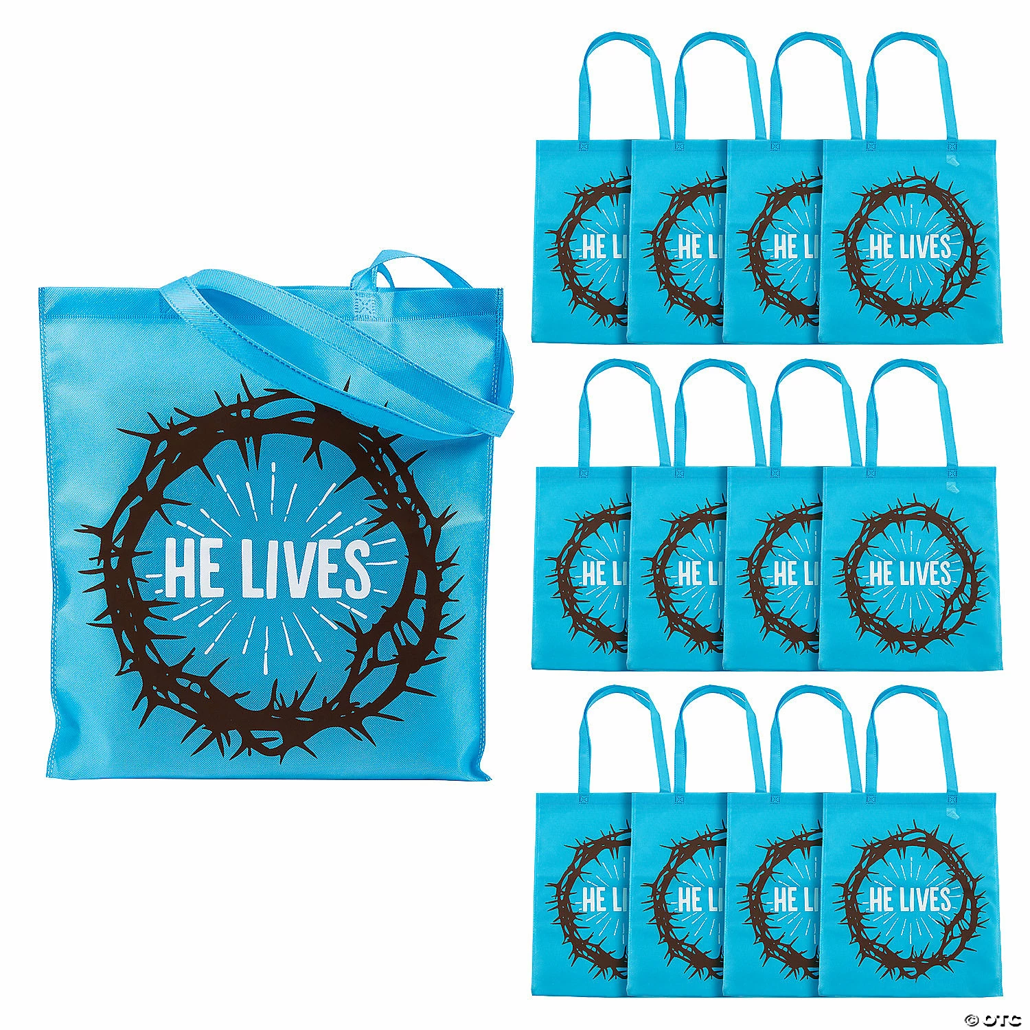 15" x 17" Large He Lives Nonwoven Tote Bags - 12 Pc. 1 15" x 17" Large He Lives Nonwoven Tote Bags - 12 Pc.