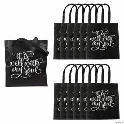 15" x 17" Large It Is Well with My Soul Nonwoven Tote Bags - 12 Pc.