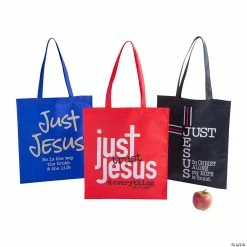 15" x 17" Large Just Jesus Nonwoven Tote Bags - 12 Pc.