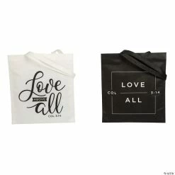 15" x 17" Large Love Above All Nonwoven Tote Bags - 12 Pc.