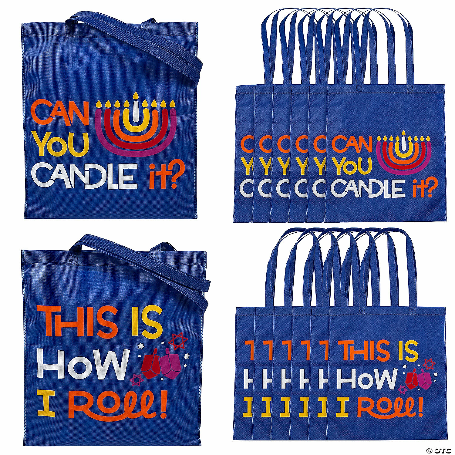 15" x 17" Large Nonwoven Hanukkah Tote Bags - 12 Pc. 1 15" x 17" Large Nonwoven Hanukkah Tote Bags - 12 Pc.