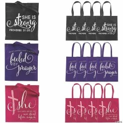 15" x 17" Large Nonwoven Woman of God Tote Bags - 12 Pc.