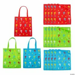 15" x 17" Large Religious Cross Nonwoven Tote Bags - 12 Pc.