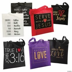 15" x 17" Large Religious Nonwoven Tote Bag Assortment - 48 Pc.
