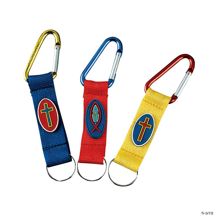Clip with Cross Carabiner Keychains - 12 Pc. 2 Clip with Cross Carabiner Keychains - 12 Pc. - Image 2