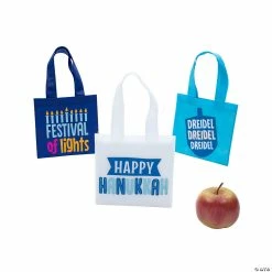 6" x 6" Mini Hanukkah Nonwoven Tote Bags - 12 Pc.