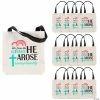 8" x 8" Mini From the Grave He Arose Canvas Tote Bags- 12 Pc.
