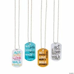 Act Justly Dog Tag Necklaces - 12 Pc.