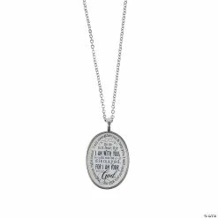 Antique Silvertone Isaiah 41:10 Pendant Necklace