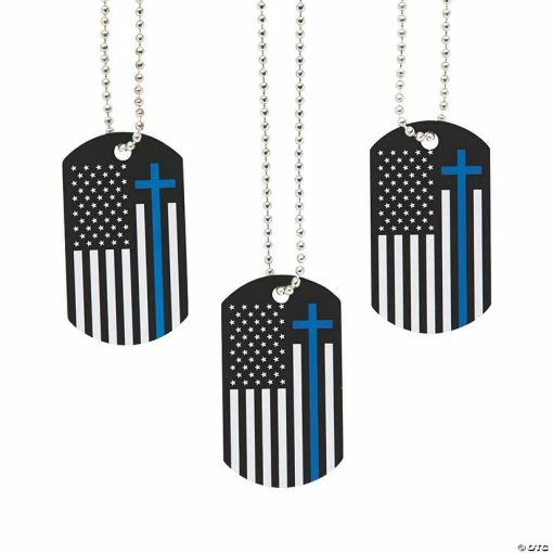 Blue Line Faith Dog Tag Necklaces - 12 Pc. -Religious Apparel Sales Shop blue line faith dog tag necklaces 12 pc 13962011