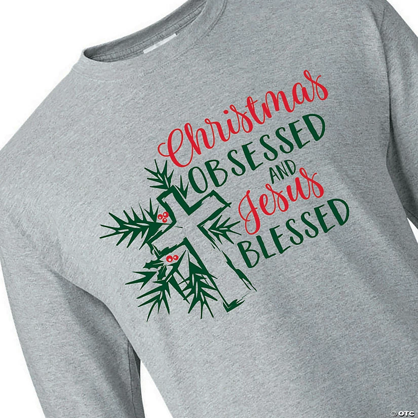 Christmas Obsessed & Jesus Blessed Adult’s T-Shirt 1 Christmas Obsessed & Jesus Blessed Adult’s T-Shirt