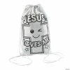 Color Your Own Medium Jesus Loves Me Drawstring Bags - 12 Pc.
