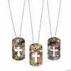 Cross Cutout Camouflage Dog Tag Necklaces - 12 Pc.