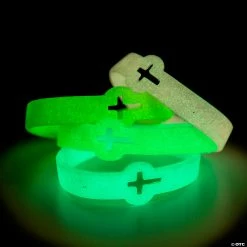 Cutout Cross Glow-in-the-Dark Faith Rubber Bracelets - 12 Pc.