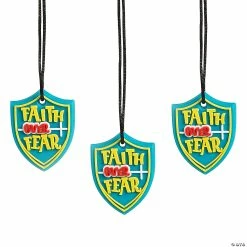 Faith Over Fear Shield Charm Necklaces - 12 Pc.