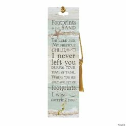Footprints in the Sand Laminated Bookmark with Pin