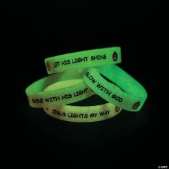 Glow-in-the Dark Christian Pumpkin Bracelets - 12 Pc.