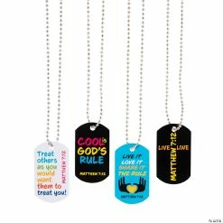 Golden Rule Dog Tag Necklaces - 12 Pc.