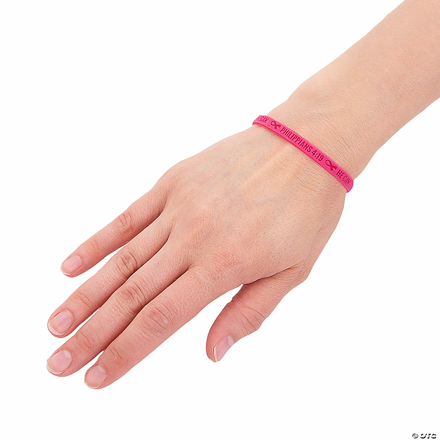 He Can Pink Ribbon Bracelets with Card - 12 Pc. 2 He Can Pink Ribbon Bracelets with Card - 12 Pc. - Image 2