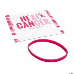 He Can Pink Ribbon Bracelets with Card - 12 Pc. 5 He Can Pink Ribbon Bracelets with Card - 12 Pc. -Religious Apparel Sales Shop he can pink ribbon bracelets with card 12 pc 14115005 a02