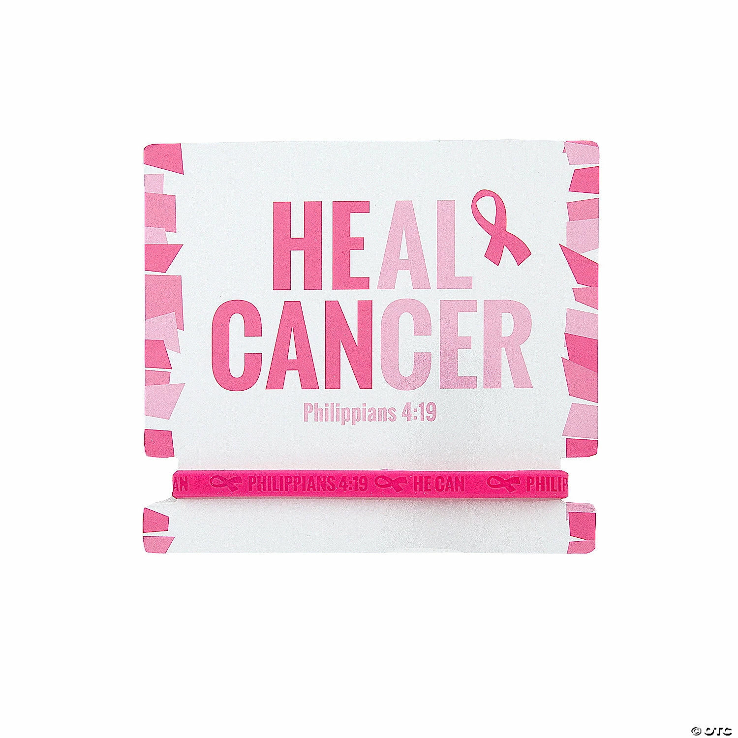 He Can Pink Ribbon Bracelets with Card - 12 Pc. 1 He Can Pink Ribbon Bracelets with Card - 12 Pc.