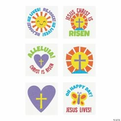 He Lives Glitter Temporary Tattoos - 72 Pc.