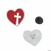 Heart & Cross Enamel Pins - 36 Pc.