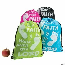 Large Exercise Your Faith Drawstring Bags - 12 Pc.
