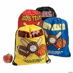 Large God’s Team Drawstring Bags - 12 Pc.