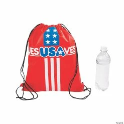 Medium Jesus Saves USA Drawstring Bags - 12 Pc.