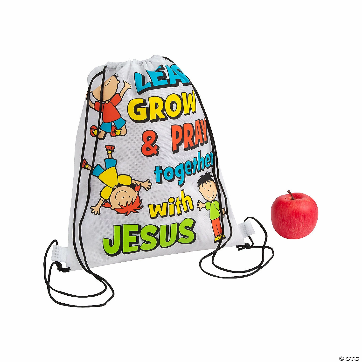 Medium Learn, Grow & Pray Drawstring Bags - 12 Pc. 1 Medium Learn, Grow & Pray Drawstring Bags - 12 Pc.