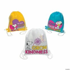 Medium Peanuts® Inspirational Nonwoven Drawstring Bags - 12 Pc.