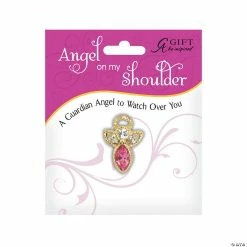 October Birthstone Angel On My Shoulder Pin