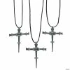 Pewtertone Nail Cross Necklaces - 12 Pc.