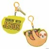 Rainforest VBS Stuffed Sloth Backpack Clip Keychains - 12 Pc.