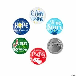 Religious Christmas Mini Buttons - 48 Pc.
