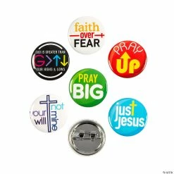 Religious Contemporary Sayings Mini Buttons - 48 Pc.