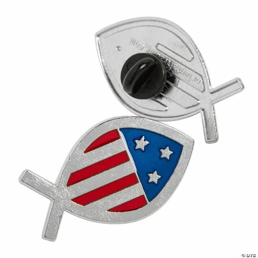 Religious Fish Flag Pins - 36 Pc. -Religious Apparel Sales Shop religious fish flag pins 36 pc 13968928