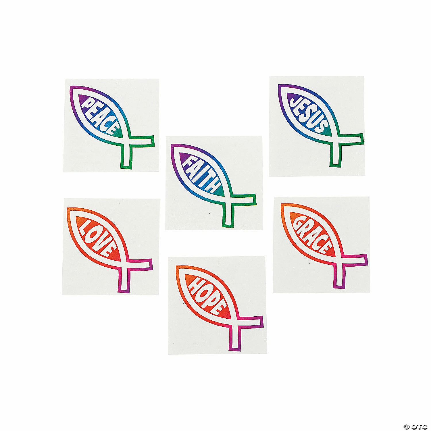 Religious Fish Temporary Tattoos - 72 Pc. 1 Religious Fish Temporary Tattoos - 72 Pc.